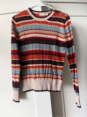 Striped Cable-Knit Sweater, Size L by Brooks Brothers